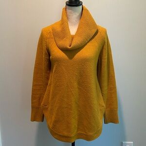 Anthropologie Moth Sweater Mustard Yellow Cowl Neck Chunky Knit Womens Small
